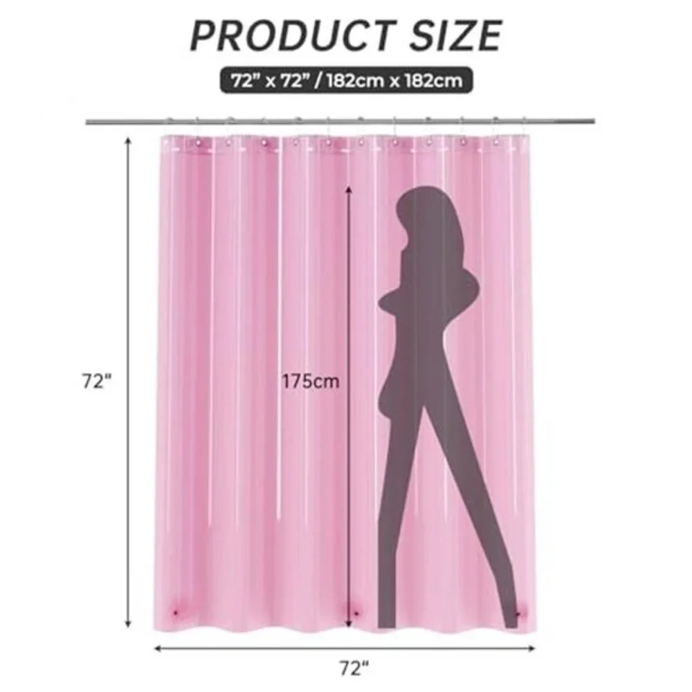 Shower Curtain Liner, 72x72 Transparent Hot Pink Shower Liner Lightweight